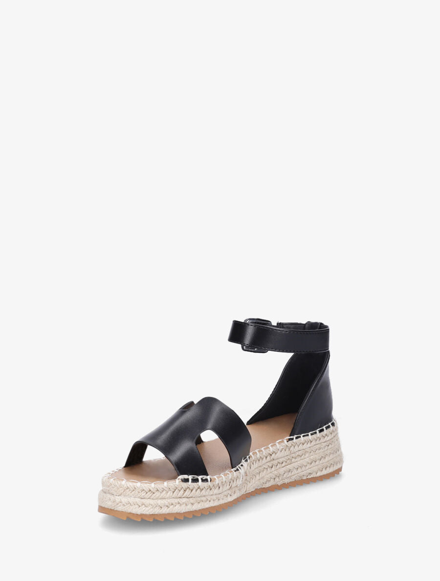 Sandales en simili style espadrilles - Noir - 3