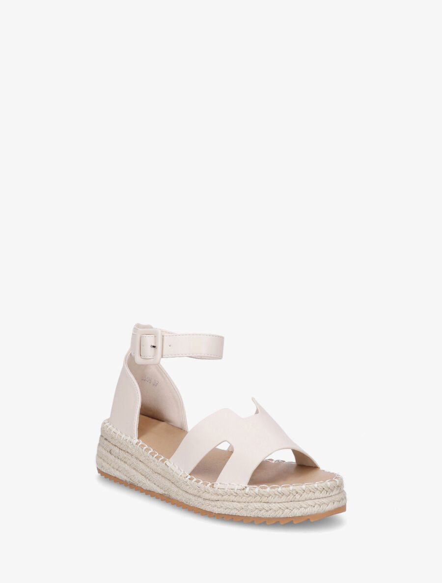 Sandales en simili style espadrilles - Beige - 2