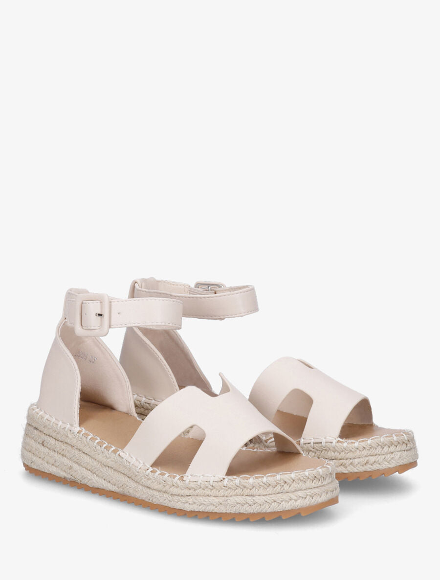 Sandales en simili style espadrilles - Beige - 4