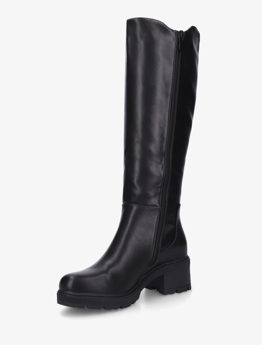 Bottes élastiquées en simili à bout rond - Noir - 3