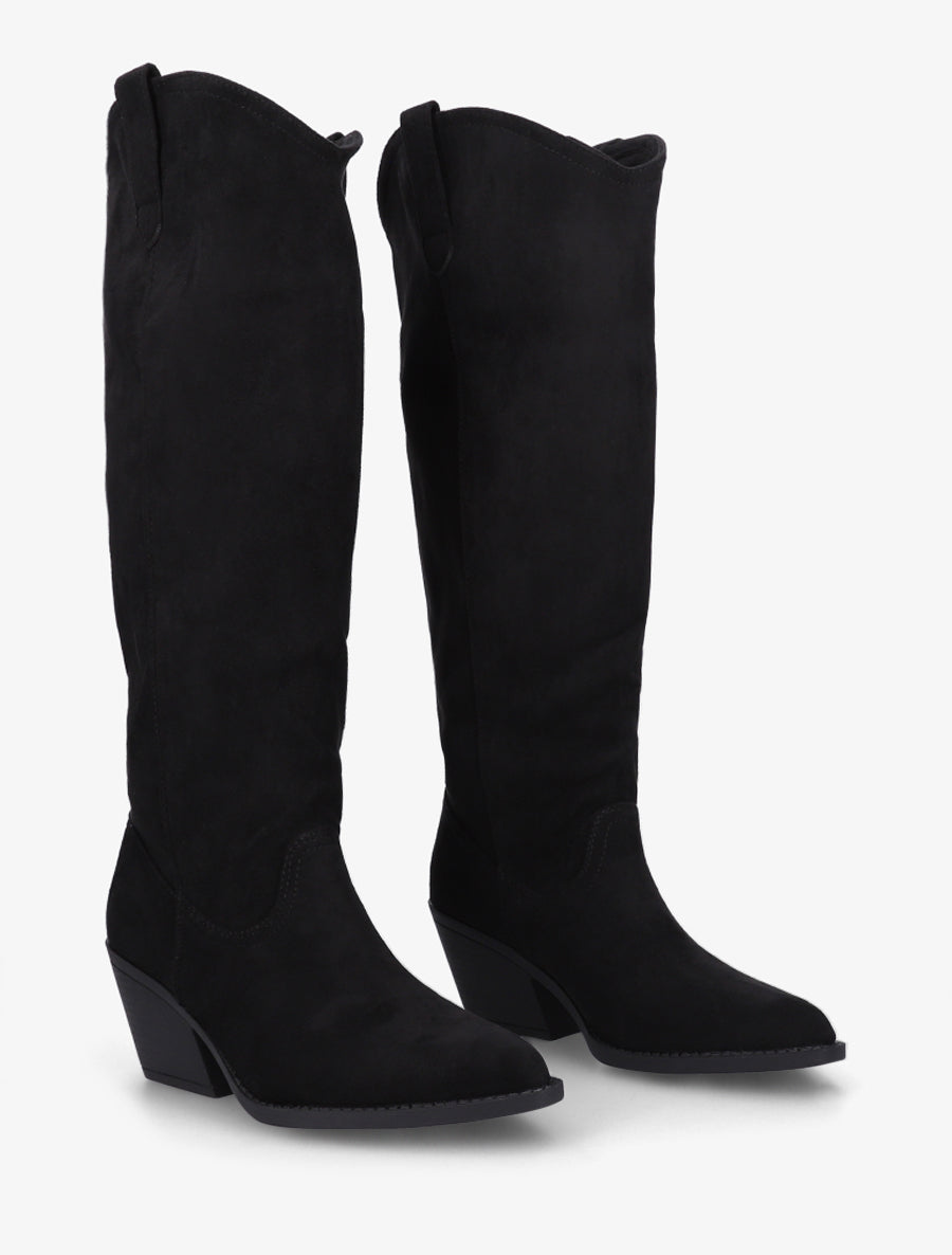 Bottes en suédine style santiag - Noir - 4
