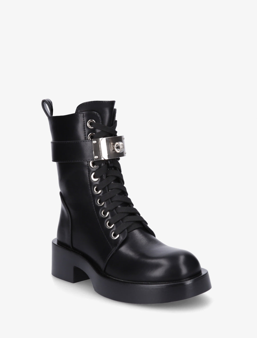 Boots style ranger à boucle décorative - Noir - 2