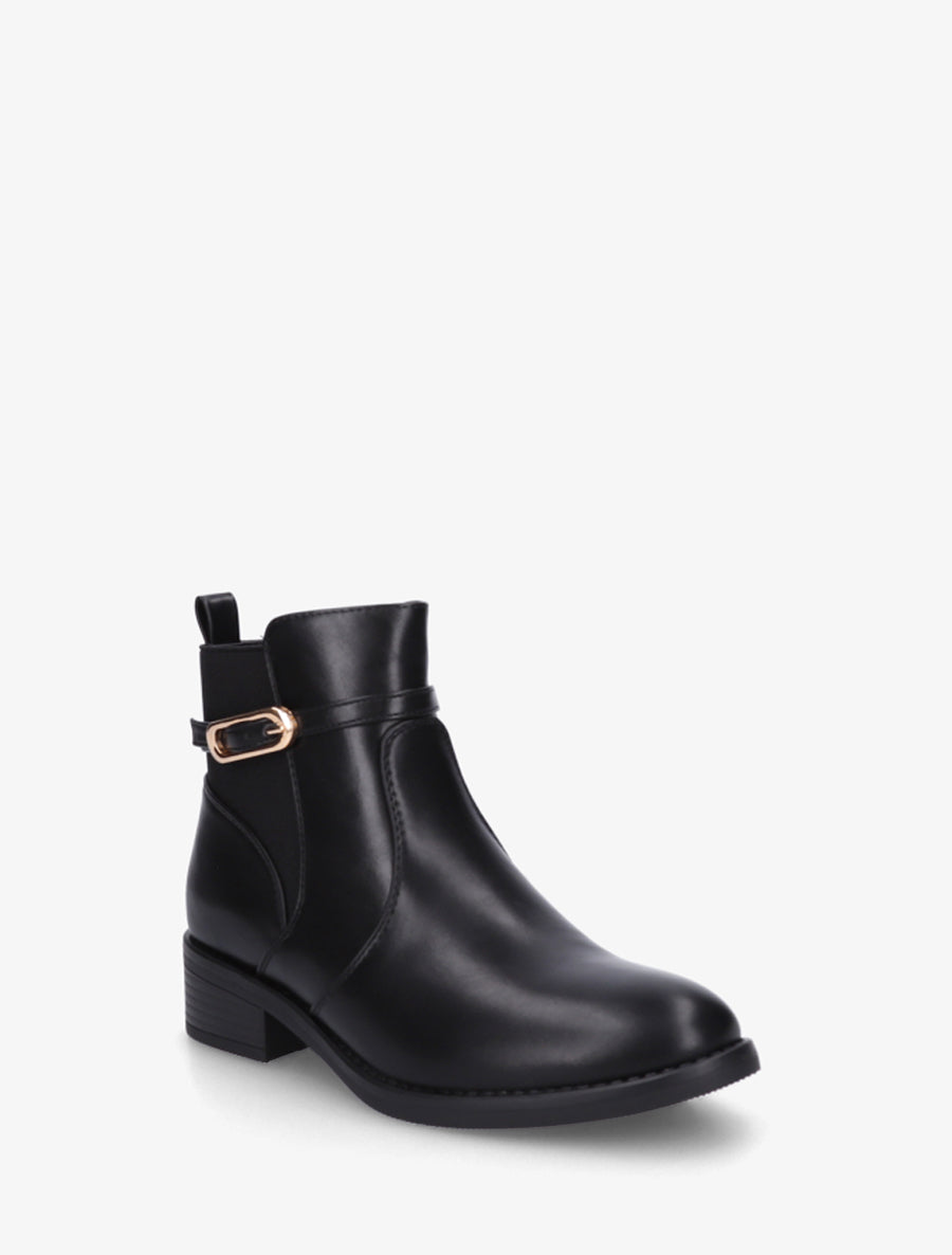 Bottines élastiquées en simili à boucle - Noir - 2