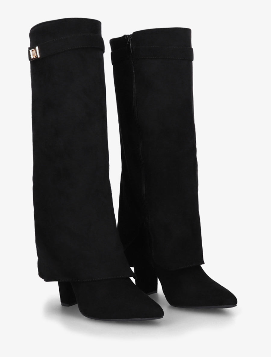 Bottes en suédine à revers - Noir - 4