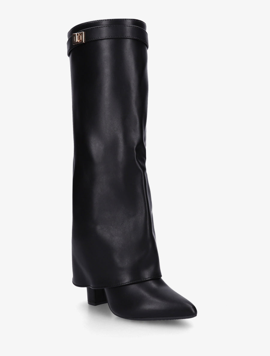 Bottes en simili à revers - Noir - 2
