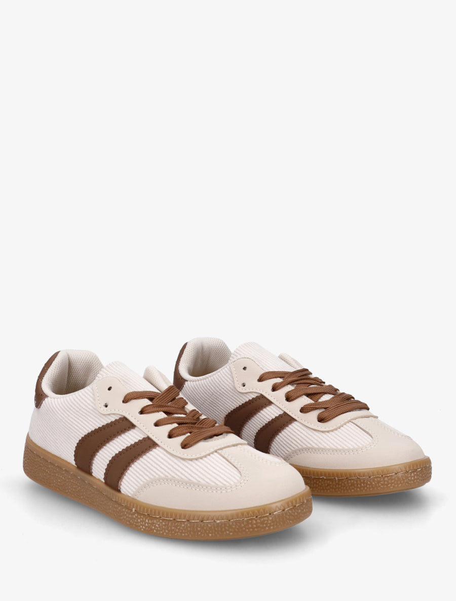 Sneakers en tissu côtelé - Beige - 4