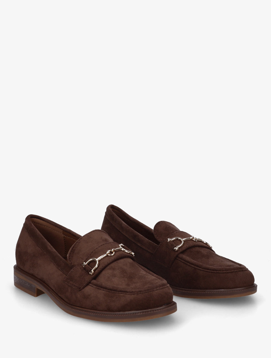 Mocassins en suédine à boucle métallique - Marron - 4