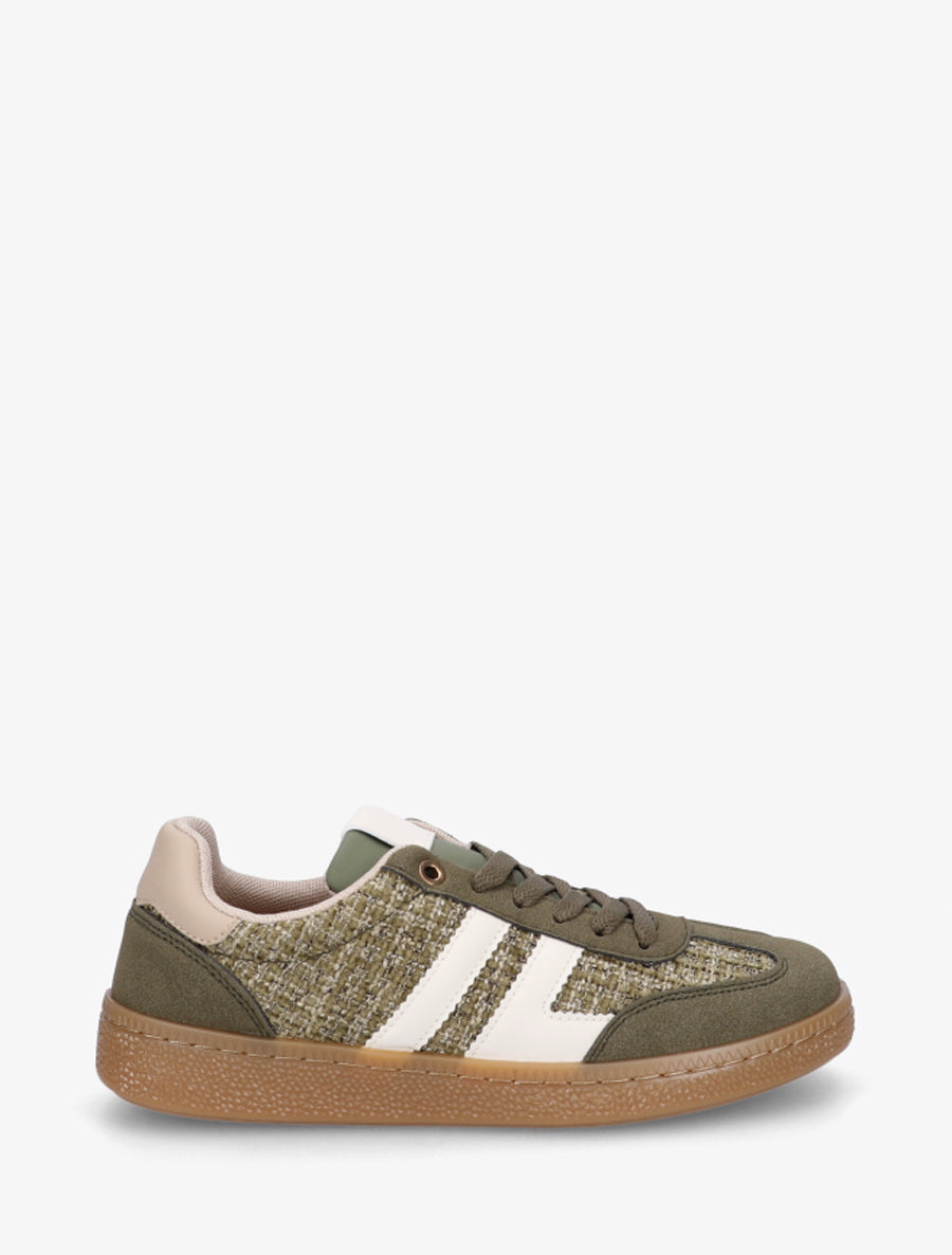 Baskets en tweed et suédine - Kaki - 1
