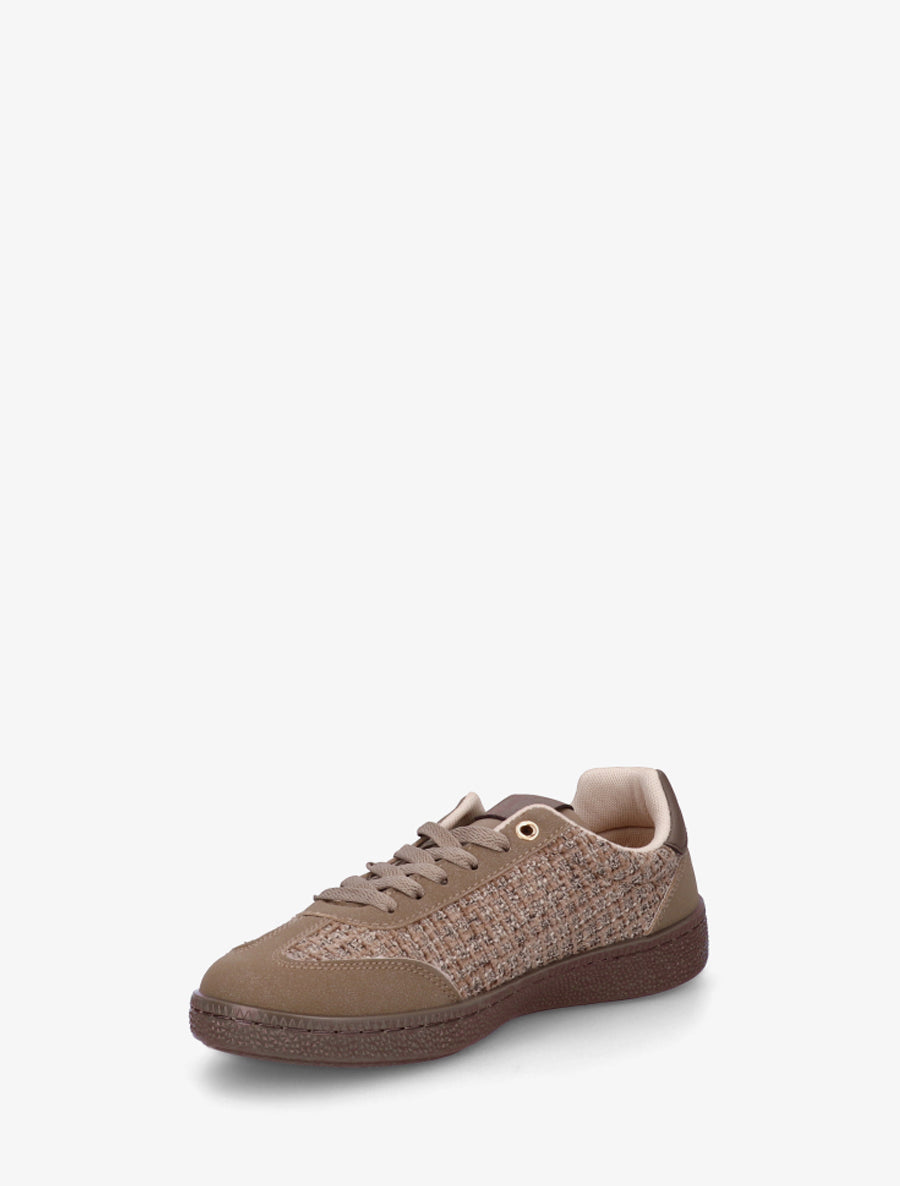 Baskets en tweed et suédine - Taupe - 3