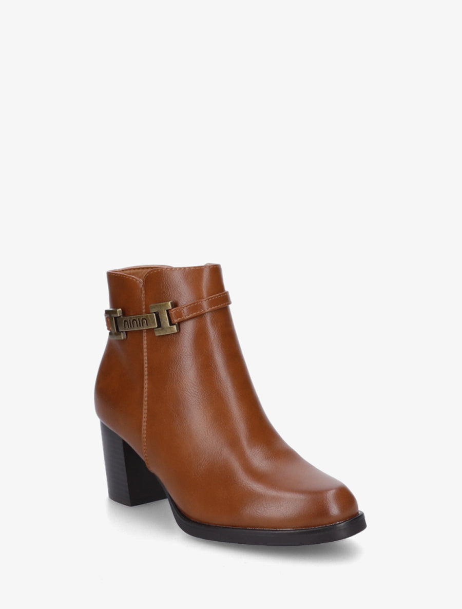 Bottines en simili à sangle décorative - Camel - 2