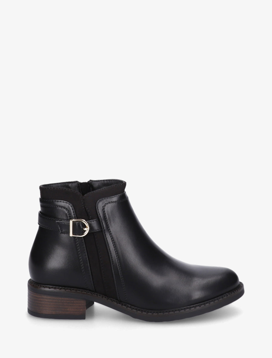 Bottines en simili à boucle et empiècement suédine - Noir - 1