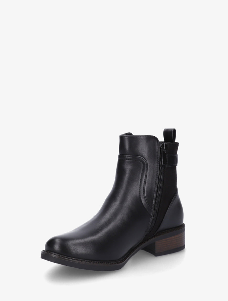 Bottines en simili et suédine - Noir - 3