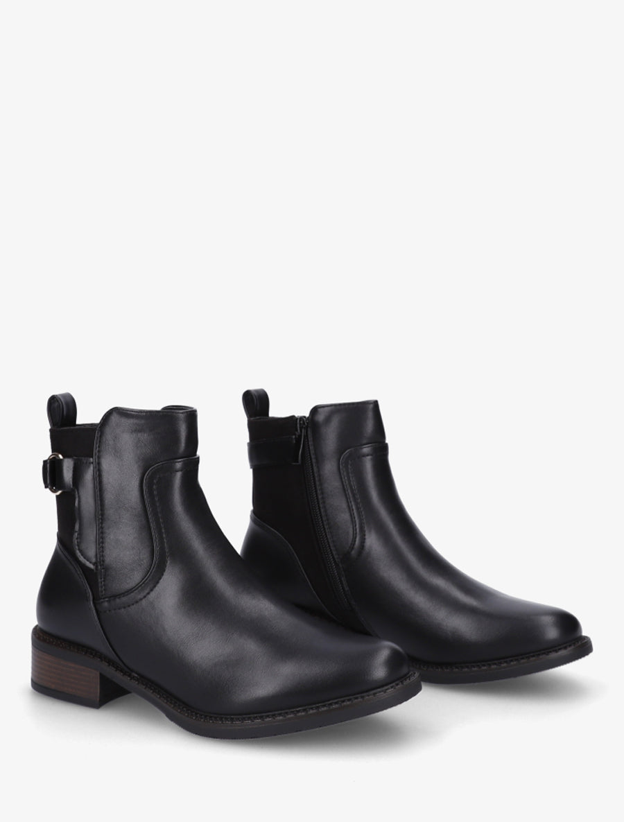 Bottines en simili et suédine - Noir - 4