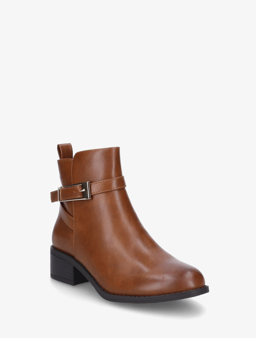 Bottines en simili à sangles - Camel - 2