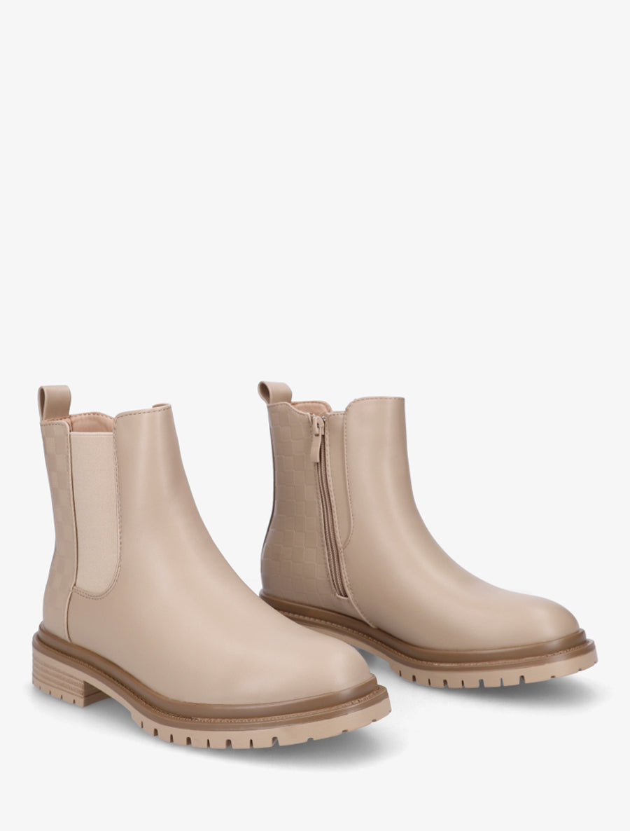Bottines élastiquées à contrefort damier - Taupe - 4