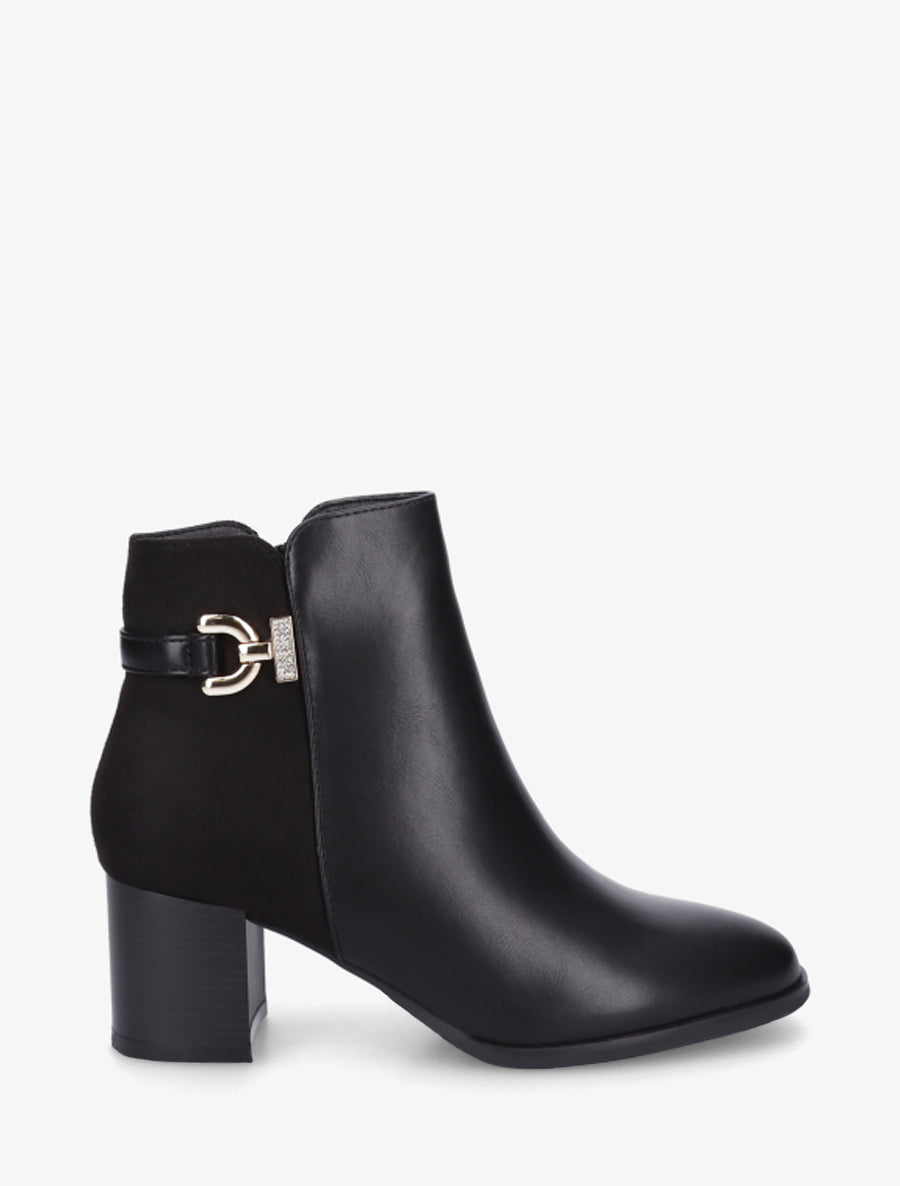 Bottines bimatière à boucle strassée - Noir - 1