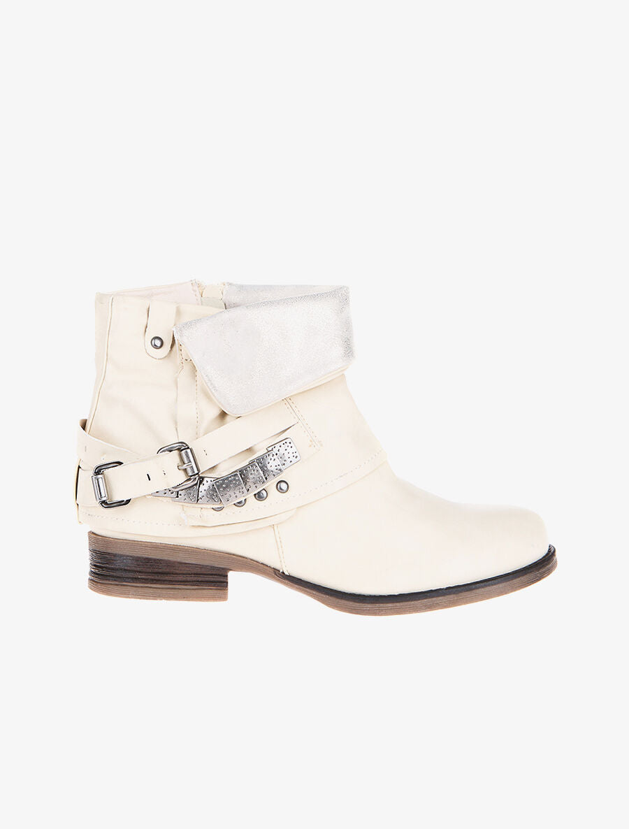 Boots revers irisés lanières unies - beige - 5