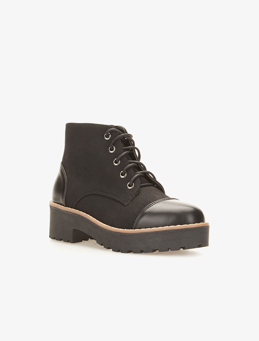 Boots hautes bimatière - noir - 2