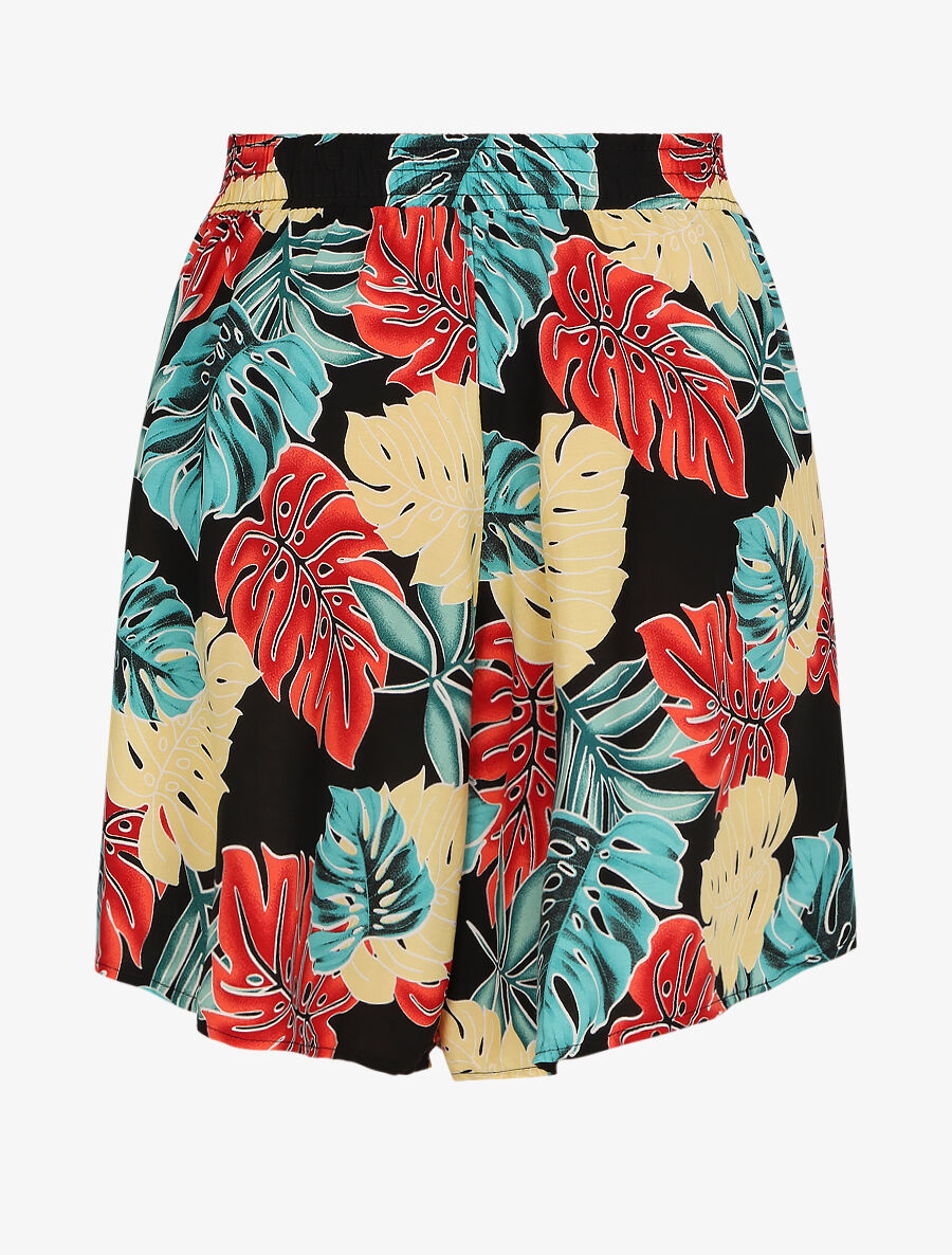 Short fluide imprimé plantes tropicales - Noir - 2