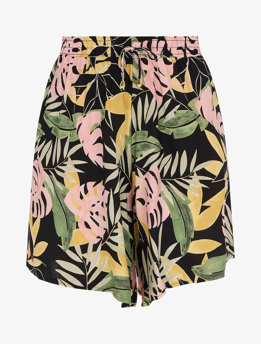 Short fluide imprimé tropical - Noir - 5