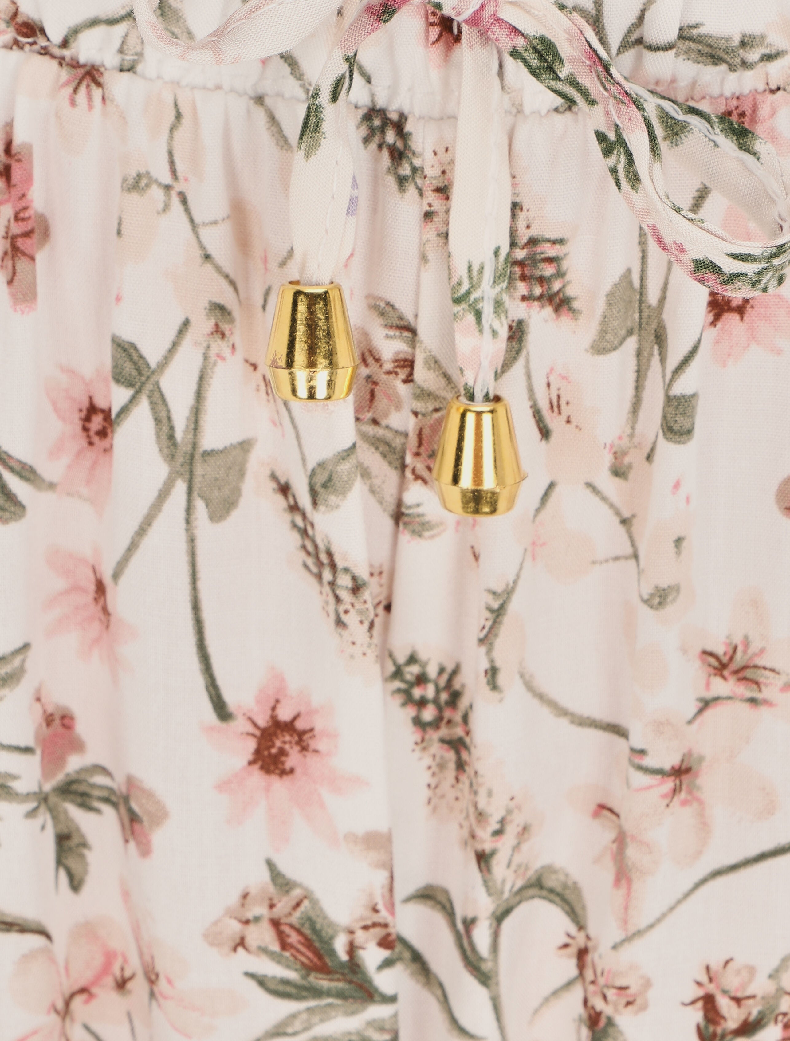 Short imprimé fleuri à taille froncée - Écru - 3