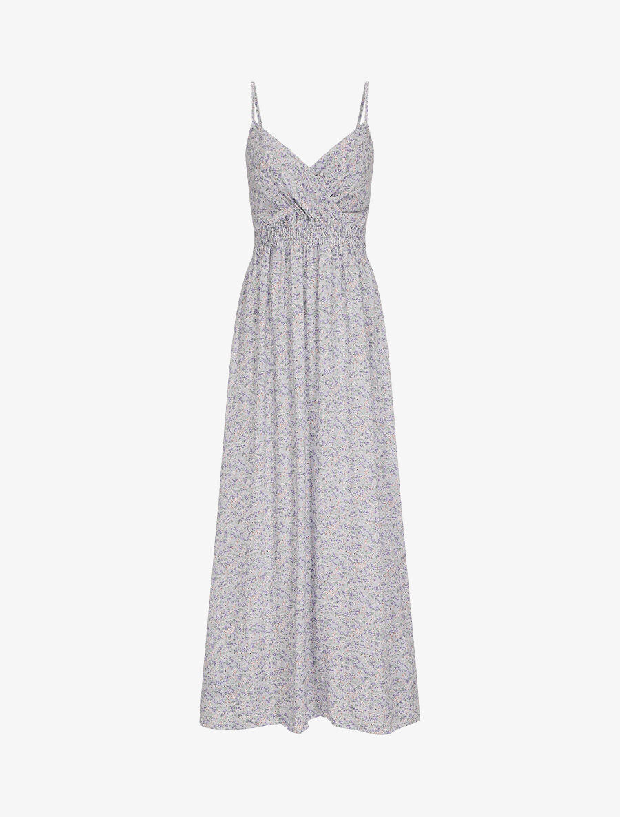 Robe longue à fines bretelles imprimé petites fleurs - Lilas - 1