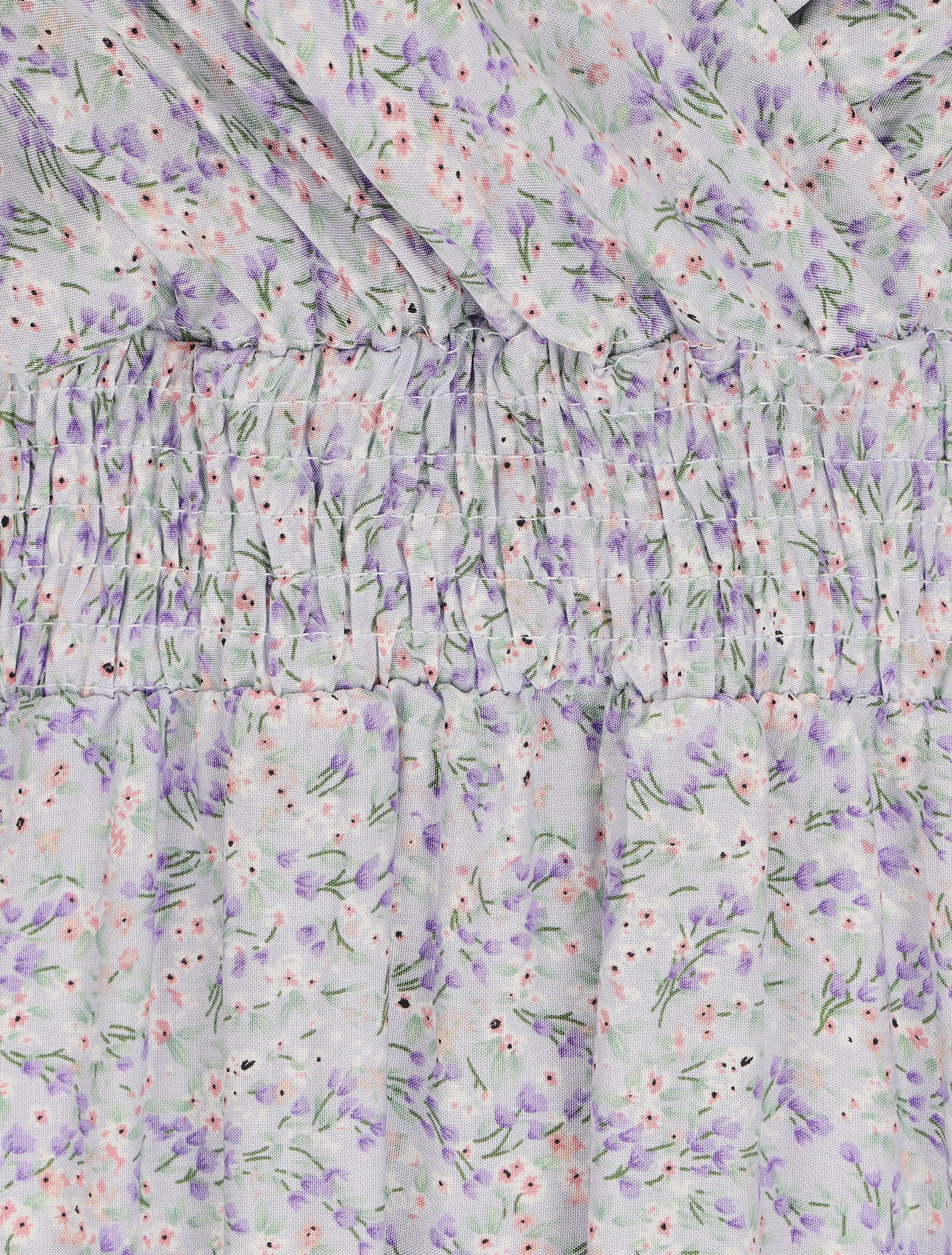 Robe longue à fines bretelles imprimé petites fleurs - Lilas - 3
