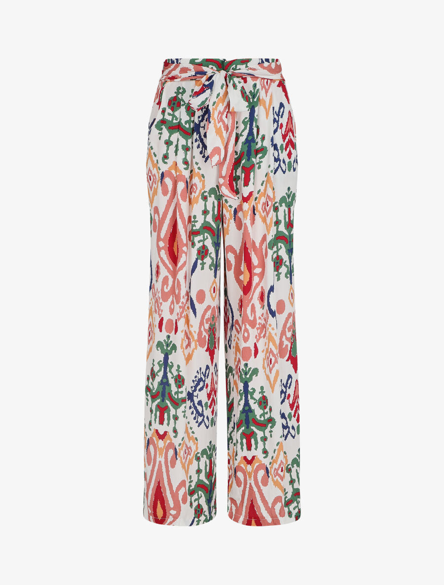 Pantalon ample imprimé aztèque - Blanc - 1