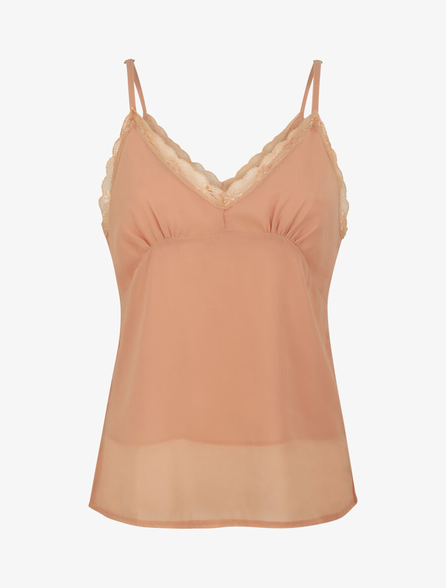 Caraco en voile à col dentelle - Rose poudré - 4
