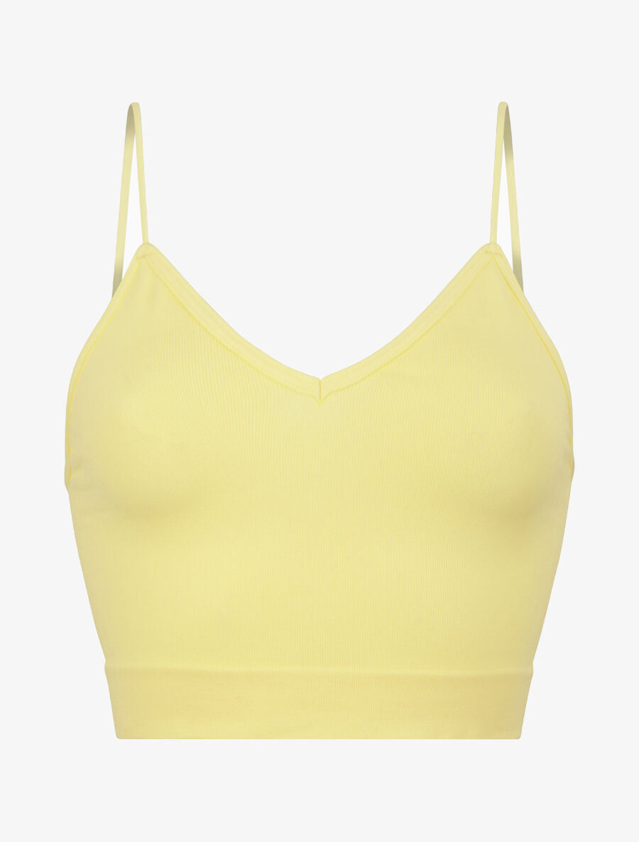 Crop top ajusté à fines bretelles - Jaune - 4