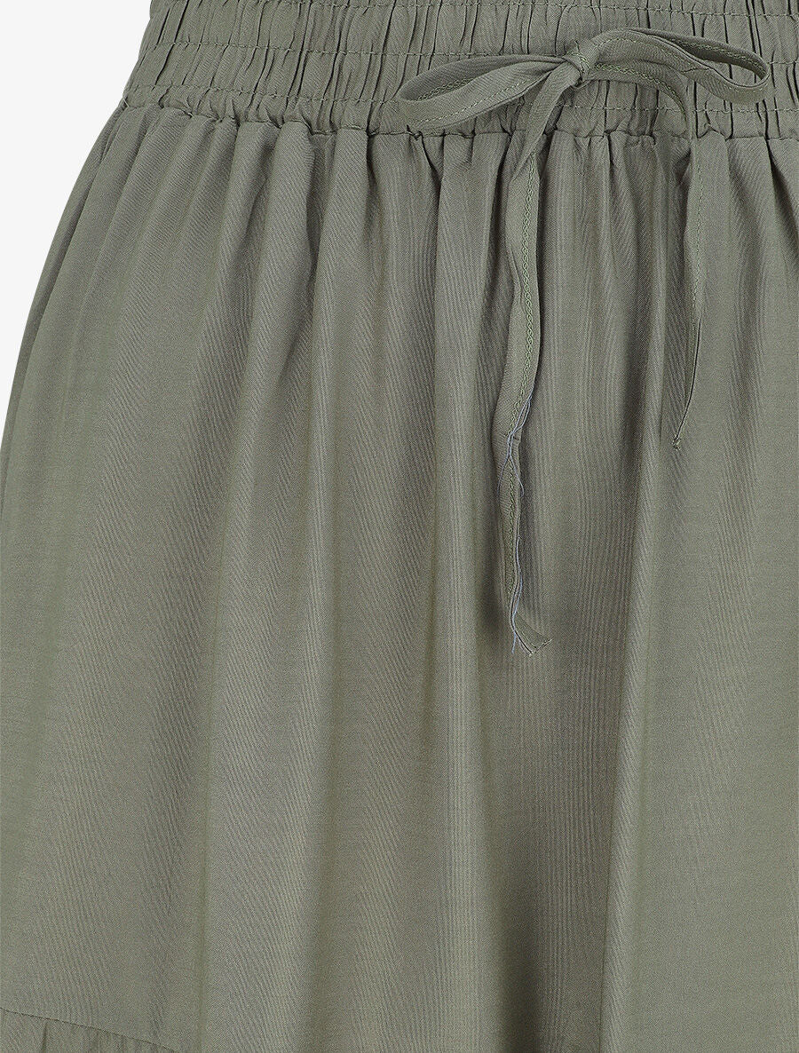 Jupe longue à taille élastiquée - Kaki - 3