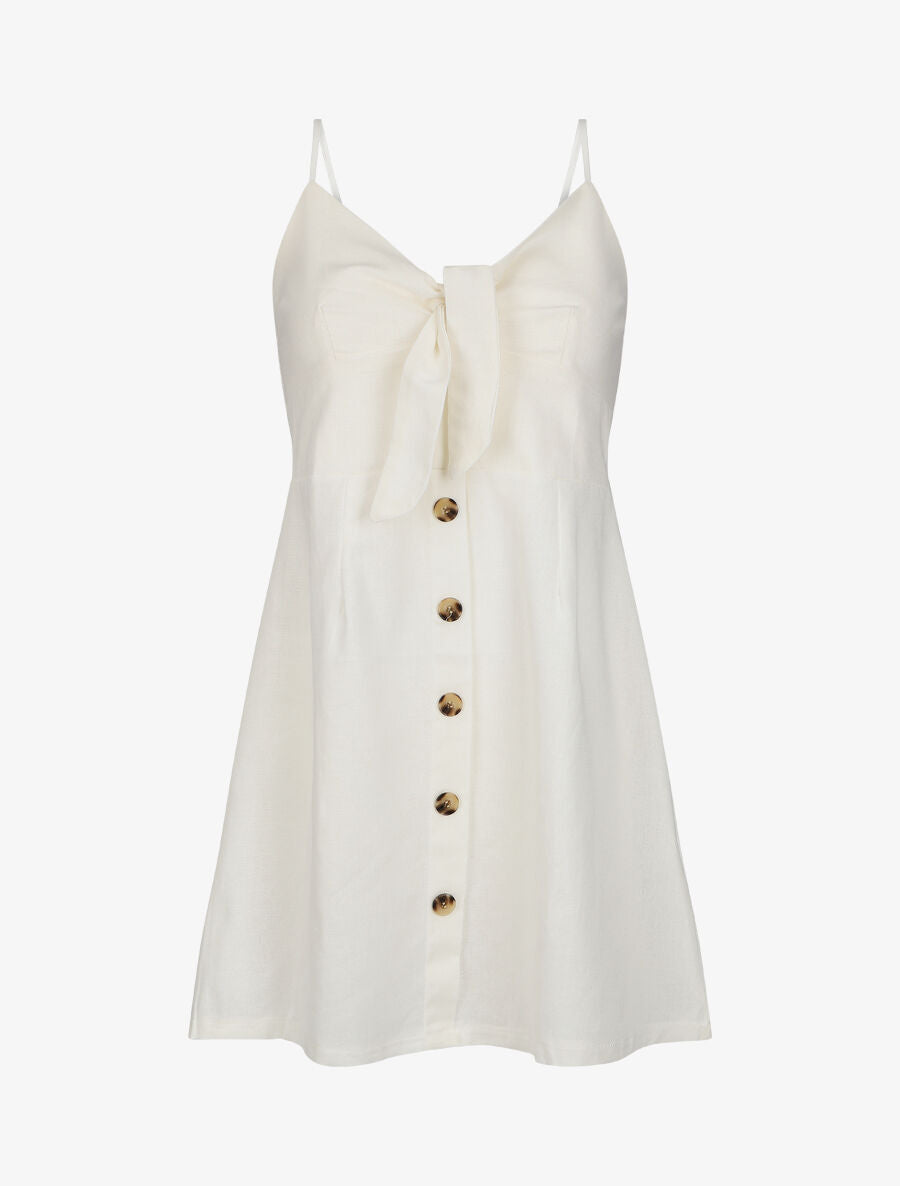 Robe à bretelles et noeud - Écru - 4