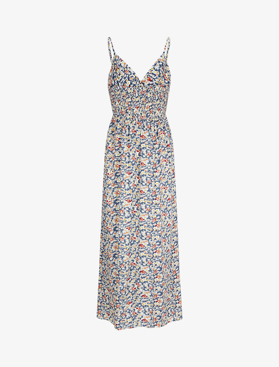 Robe longue imprimé fleurs des champs - Bleu - 2