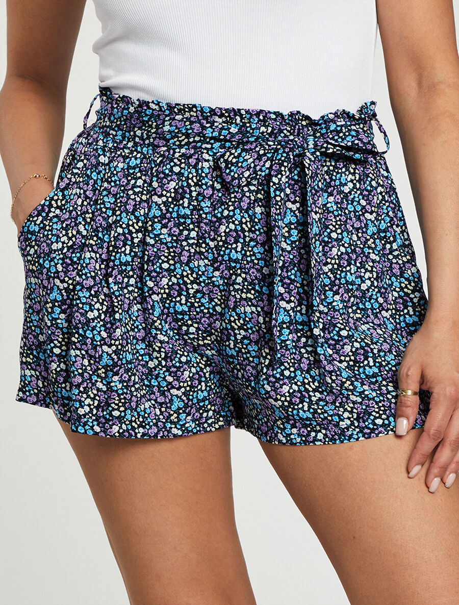 Short à imprimé petites fleurs - Marine - 4