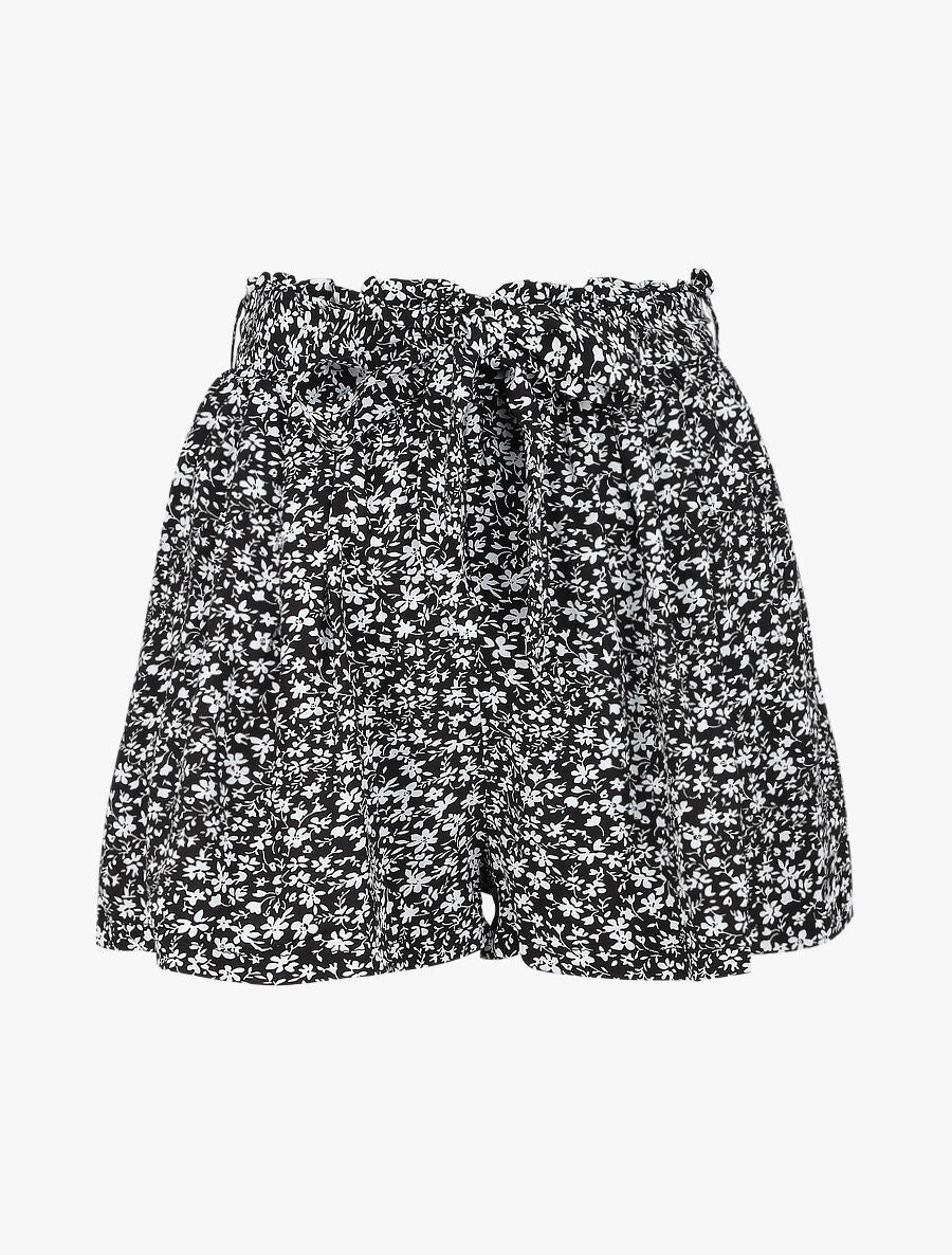 Short à imprimé fleuri - Noir - 5
