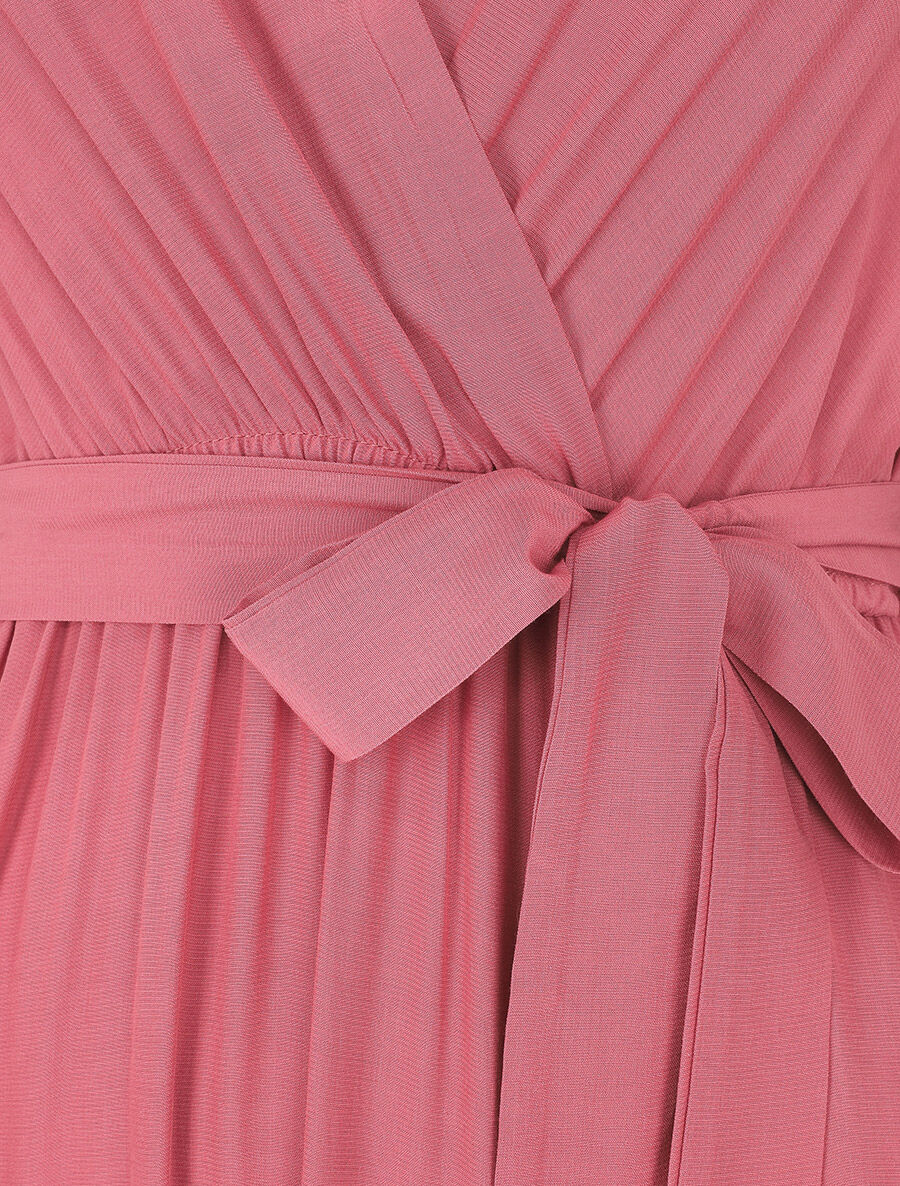 Robe longue unie évasée - Rose - 3