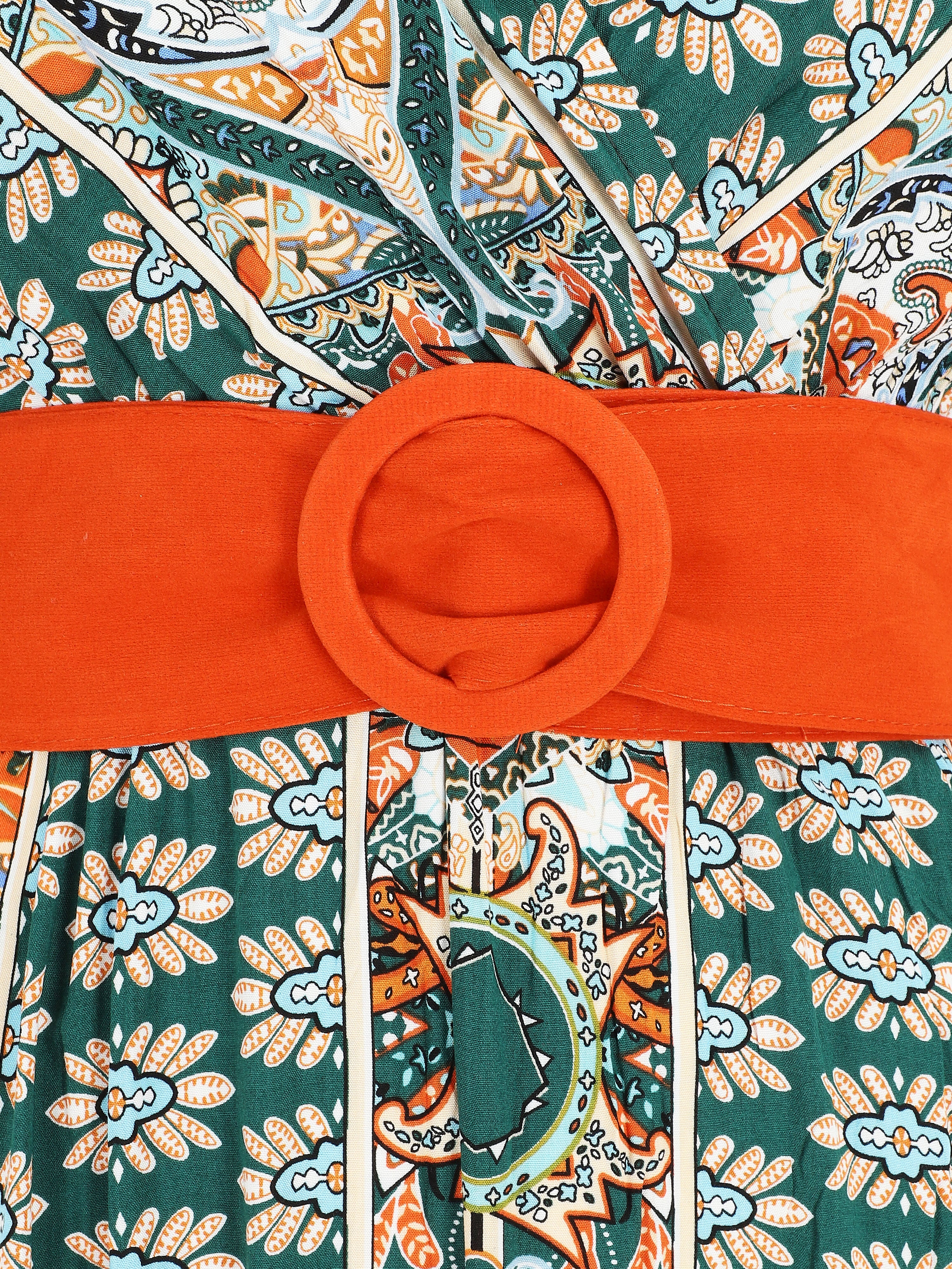 Robe longue empire imprimé fresque - Vert - 3