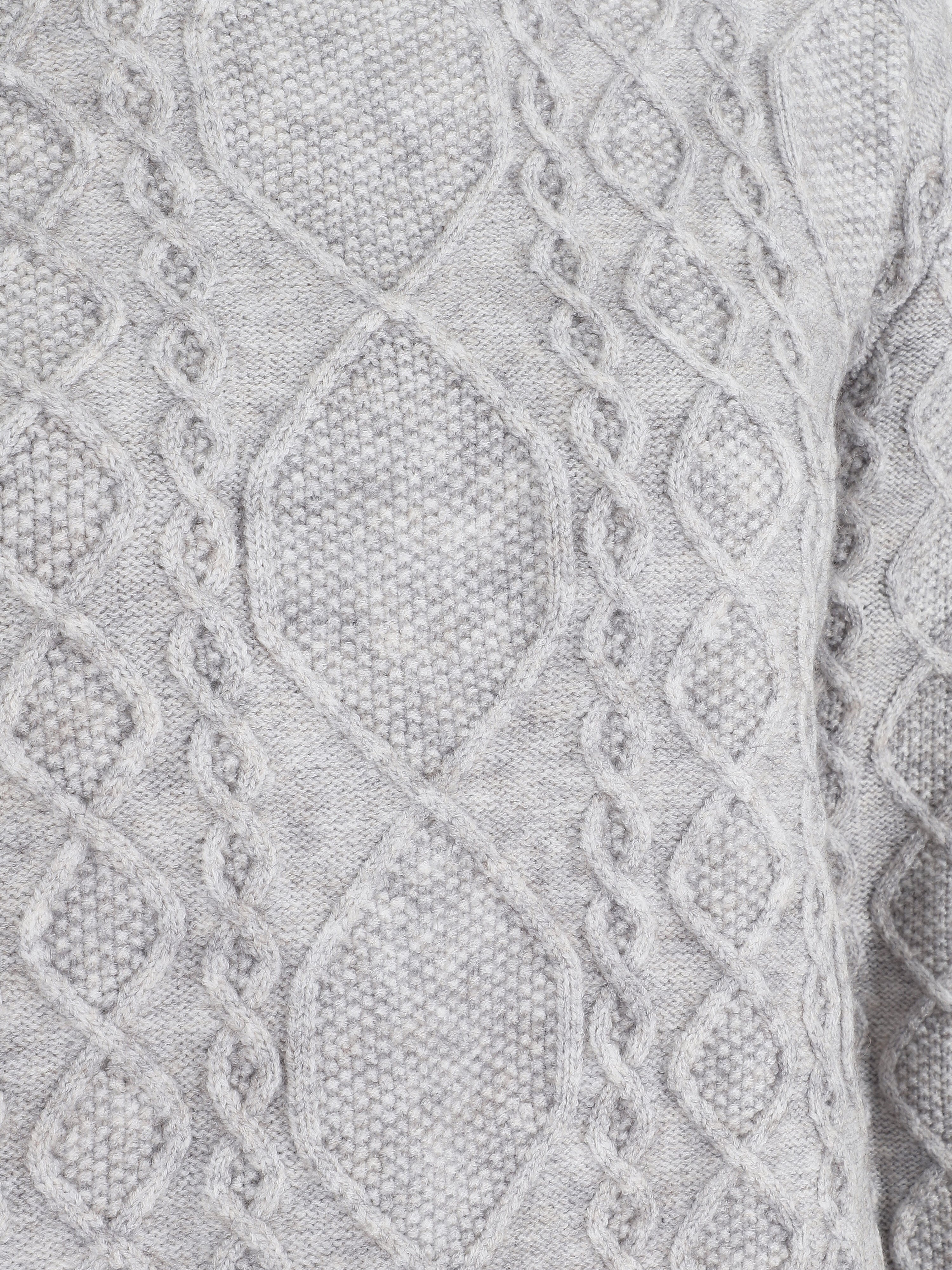 Pull en laine mélangée à motif lignes entrelacées - Gris - 3