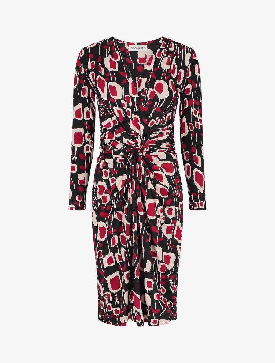 Robe ajustée drapée imprimé graphique - Fushia - 5
