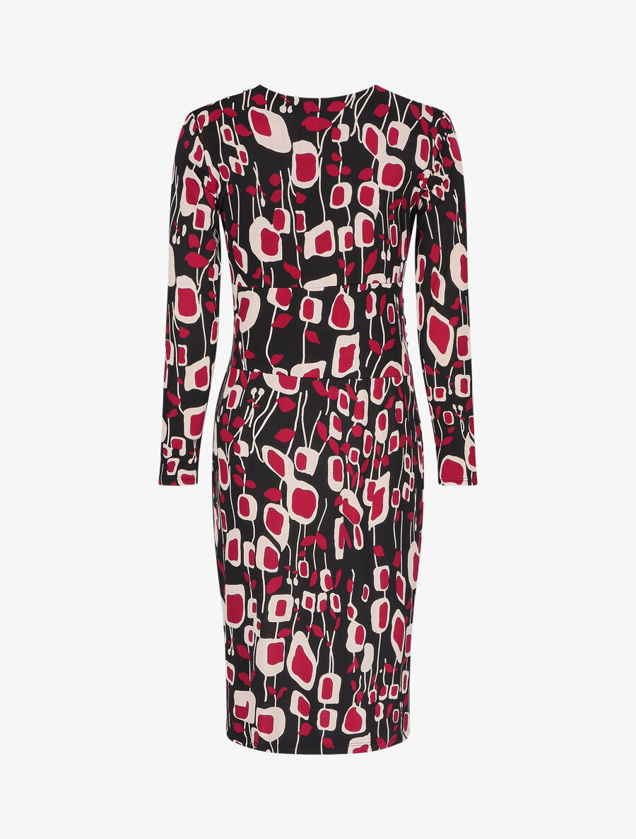 Robe ajustée drapée imprimé graphique - Fushia - 2