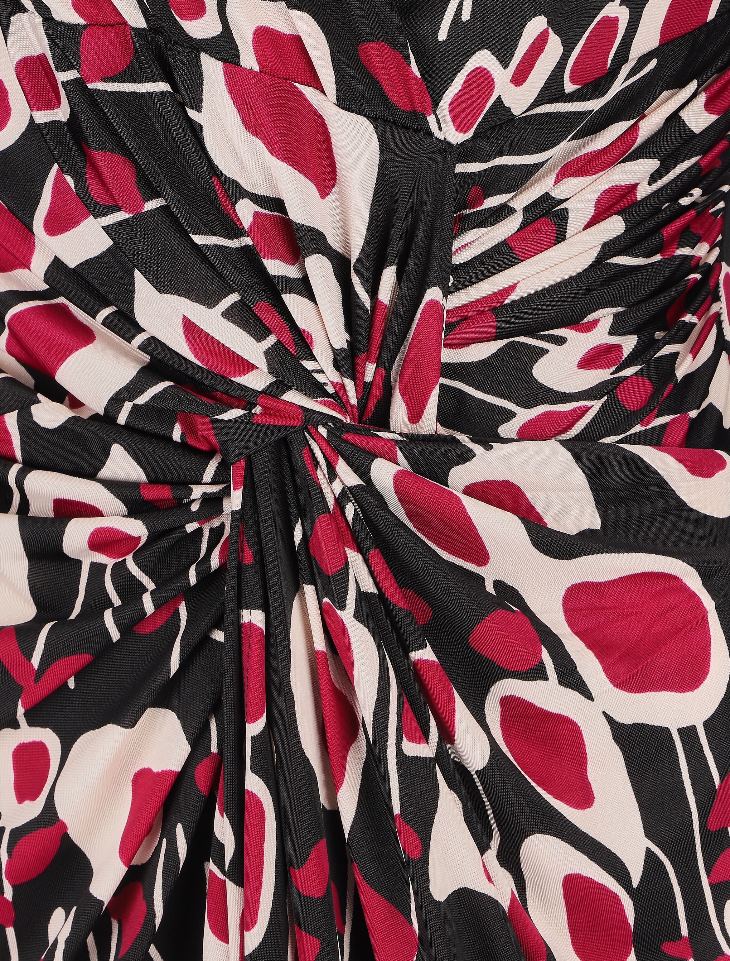 Robe ajustée drapée imprimé graphique - Fushia - 3