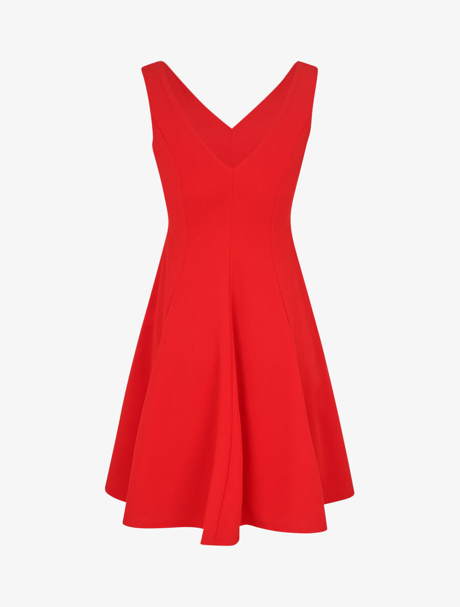 Robe patineuse unie à col V - Rouge - 2