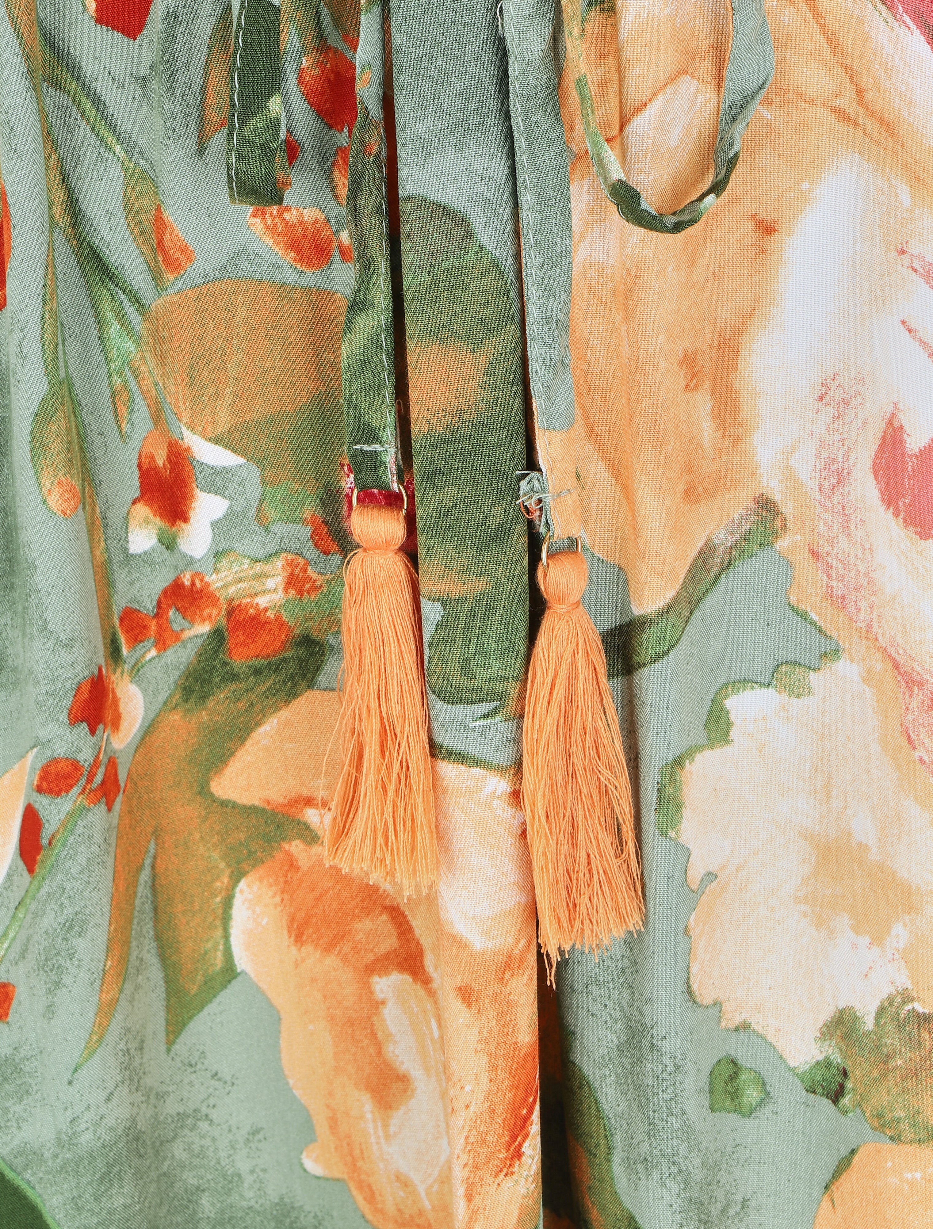 Robe longue élastiquée à imprimé fleurs - Vert - 4