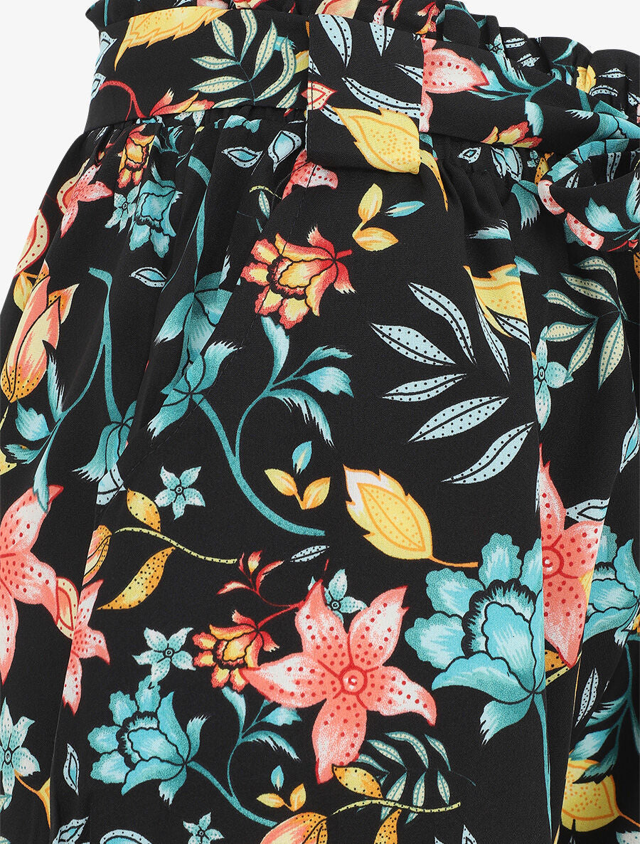 Short taille haute imprimé fleurs d&