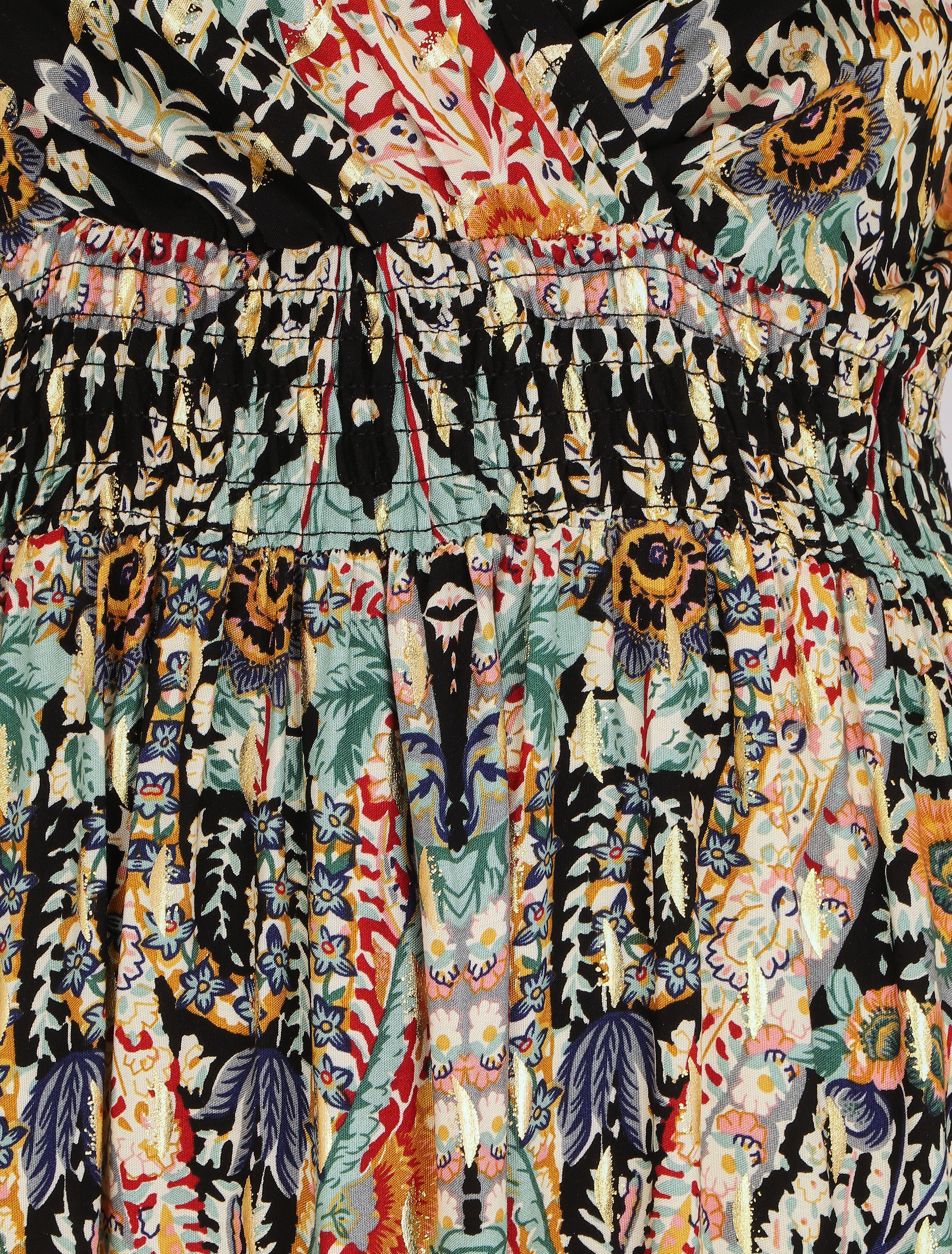 Robe longue fleurie et irisée - Noir - 4