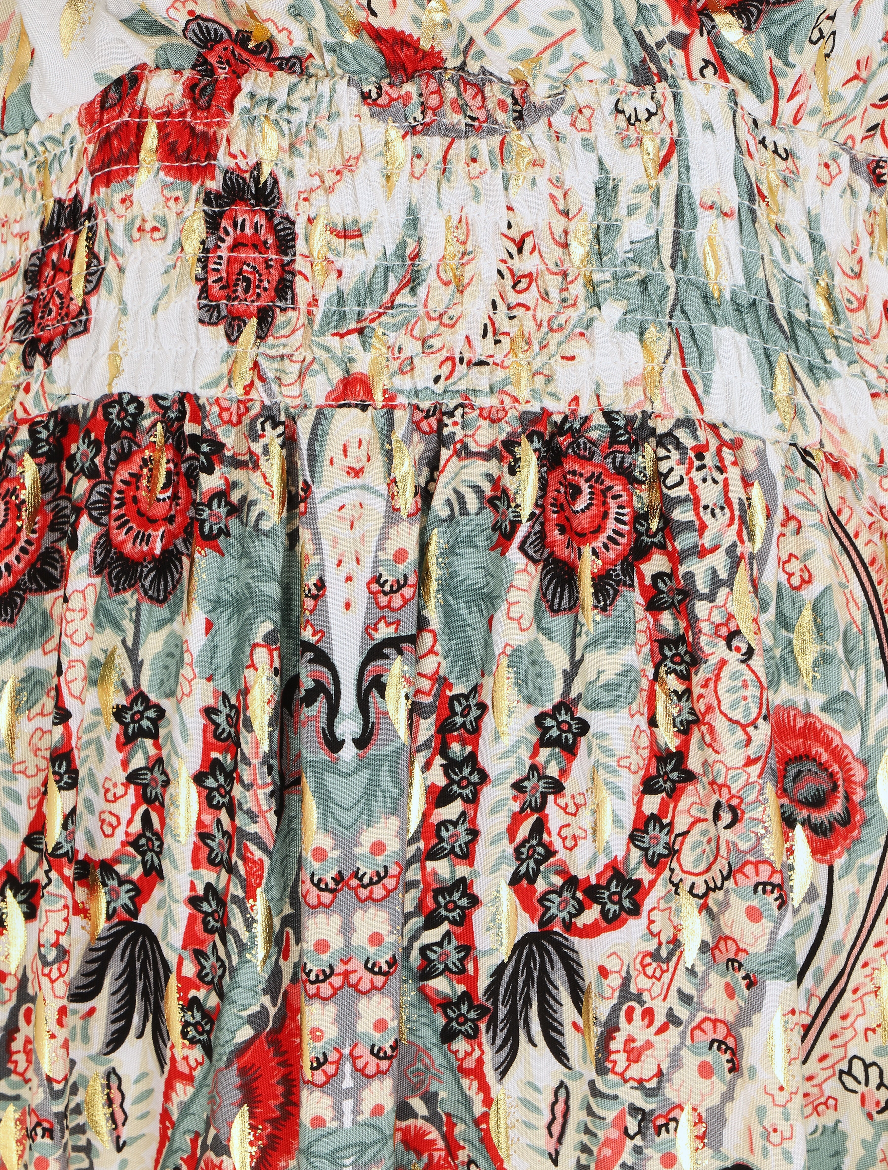 Robe longue fleurie et irisée - Beige - 3