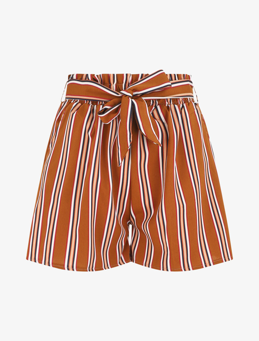Short fluide à imprimé rayures - Marron - 5