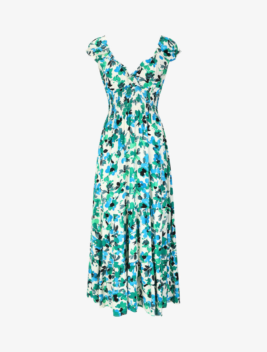 Robe longue sans manches imprimé floral - Vert - 5