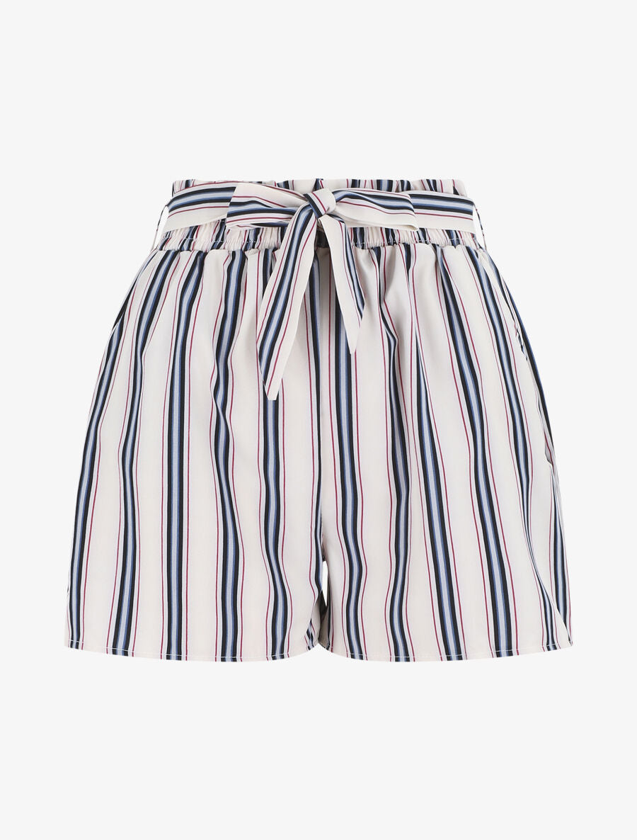 Short fluide à imprimé rayures - Blanc - 1