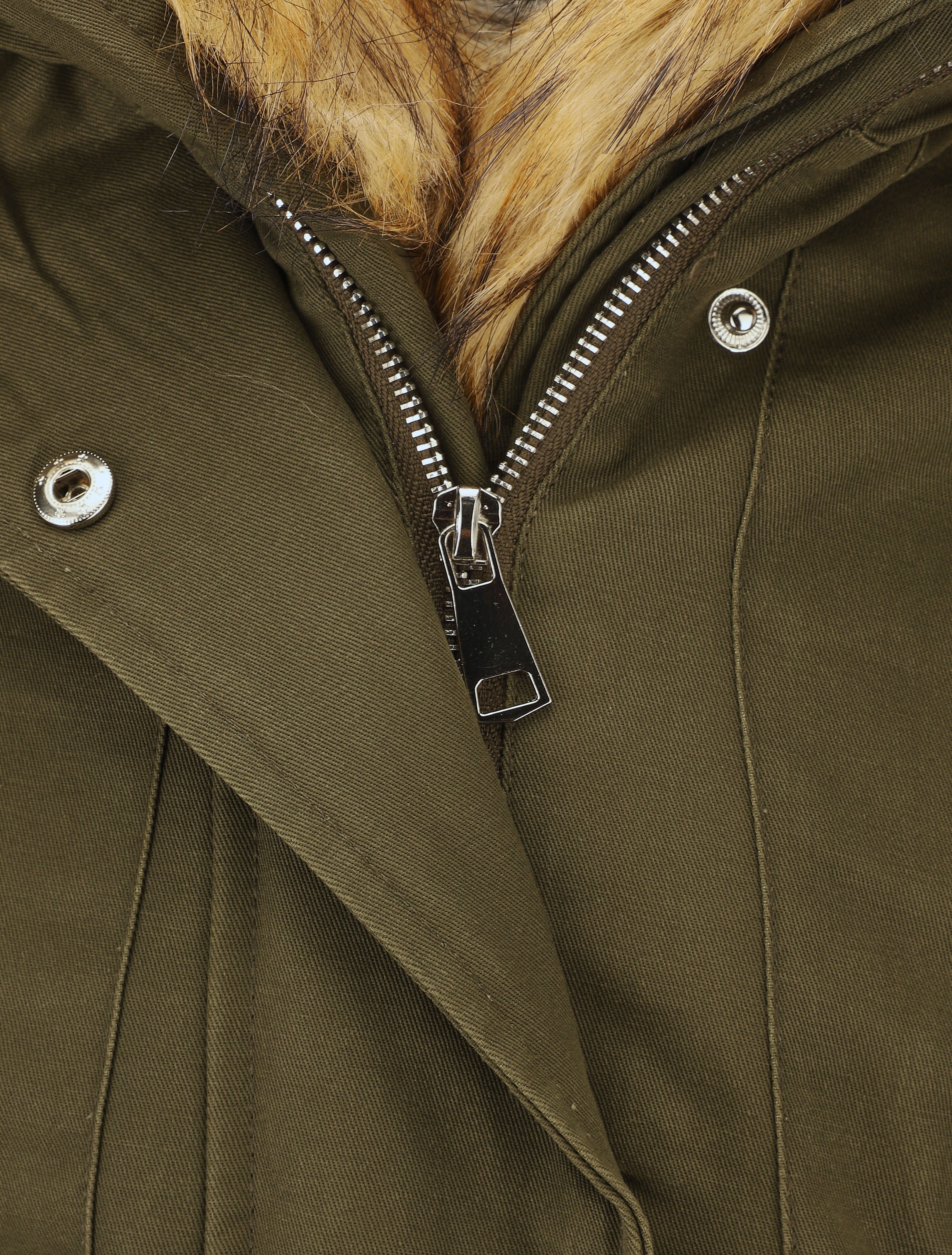Parka à capuche fourrure synthétique amovible - Kaki/camel - 3